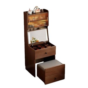 Narrow <b>Tall</b> Solid Wood Dressing <b>Table</b> With Drawer Flip Top Mirror Bedside Storage Cabinet For Bedroom - Product Image 2