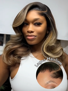 Perruques de cheveux bruts vietnamiens avec point culminant Lagos Hairline Ombre Brown Body Wave 13x6 HD Lace Frontal Wig Side Part Human Hair - Product Image 2