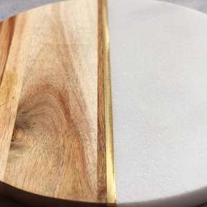 Planche de service à fromage <span class=keywords><strong>en</strong></span> bois de marbre et d'acacia, plateau à charope avec poignée pour les craquelures du vin, <span class=keywords><strong>Brie</strong></span> et viande comme cadeau parfait - Product Image 4