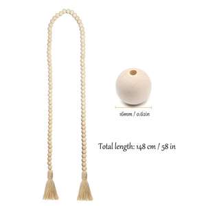 58英寸农家珠子木珠花环带流苏乡村自然乡村装饰祈祷波西米亚珠子壁挂装饰 - Product Image 2