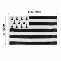 Drapeau Noir de Bretagne Personnalisé avec Logo Imprimé en Sérigraphie, Œillets, 3x5