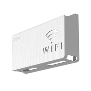 Caja de almacenamiento para router montada en la pared, rectangular, gris y blanca, cubierta antipolvo, organizador WiFi sin perforaciones, estante - Product Image 5