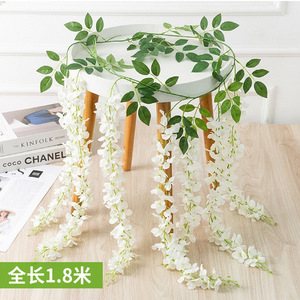ดอกวิสทีเรียประดิษฐ์สีขาวแบบแขวนสำหรับตกแต่งงานแต่งงาน ตกแต่งผนังบ้าน ดอกกุหลาบประดิษฐ์ 1 เส้น - Product Image 2