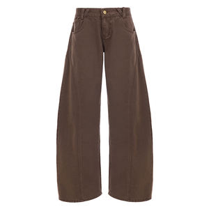 Jeans de Corte Bootcut Holgados y Transpirables para Mujer, Pantalones Vaqueros Deslavados con Dobladillo Curvo, Cintura Baja, Casuales, Lisos - Product Image 6