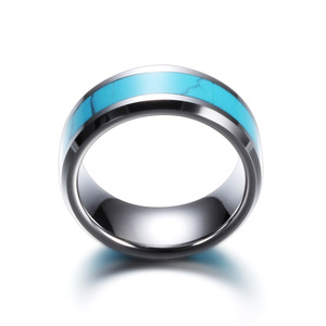 Stainless Steel <b>Turquoise</b> <b>Ring</b> 8mm Geometric Channel Setting Gift Jewelry - Product Image 4