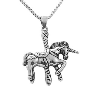 Yunnique Collier tendance rétro pour homme avec pendentif carrousel animalier en acier inoxydable 190100 - Product Image 4