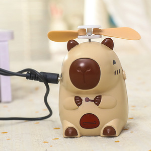 Ventilateur portable mignon en forme de loutre, rechargeable, avec batterie intégrée, pour enfants, avec sangle souple et commande par bouton - Product Image 5