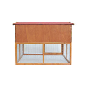 Clapier à lapin en bois à 2 maisons principales avec course, cage à toit ouvert pour petits animaux - Product Image 3