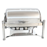 Ensemble de réchauds de luxe à couvercle roulant, chauffe-plats commerciaux en acier inoxydable pour buffet avec supports à combustible, équipement de restauration
