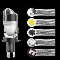 Nouvelle ampoule de phare LED Mini H4 50W 12V 6500K 6000 Lumens avec lentille de projecteur, faisceau Hi-Lo, ventilateur, Plug&Play, ajustement universel pour mise à niveau automobile