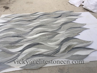 Mosaïque de marbre à jet d'eau, motif vague, mosaïque de pierre pour la décoration murale de la cuisine et de la salle de bain