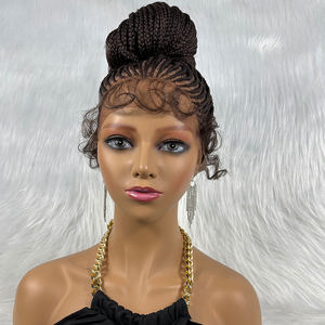 <span class=keywords><strong>Jennifer</strong></span> – perruque frontale tressée, cheveux humains, queue de cheval Afro, chaleur, sans colle - Product Image 6