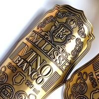 Fournisseur personnalisé Ventes Impression Étiquette de bouteille de vin en métal Autocollant en relief en feuille d'or argentée