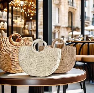 Bolso de Hombro Tipo Tote de Verano para Mujer, Estilo Bohemia, Tejido a Mano, de Ratán, con Forro de Lino y Algodón, Cierre de Cremallera, Logotipo Impreso - Product Image 3