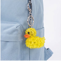 Colgante de Pato de Goma Amarillo con Cristales, Adorno de Bolso con Pato Adorable y Cuentas, Estilo Kawaii