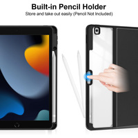 Étui de protection transparent en TPU YI Shenxing avec support pour tablette iPad 10,2 pouces 7e/8e/9e génération, housse pliable polyvalente avec emplacement pour stylet 26,3x21cm