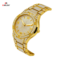 Ensemble de montres de luxe BELBI pour couple, boîtier en alliage de zinc, bracelet en alliage, cadran en verre minéral, résistant à l'eau 3BAR, quartz