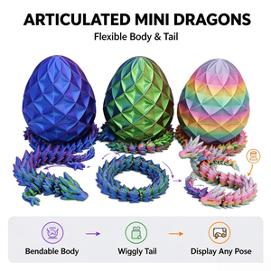 Sifan PLA Figurine créative de dragon torsadé de 10 cm imprimée en 3D, modèle articulé d'animal, ornement artisanal en forme d'œuf - Product Image 4