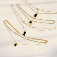 Collier Bowei style coréen rétro, inspiré d'Instagram, design minimaliste, onyx noir géométrique