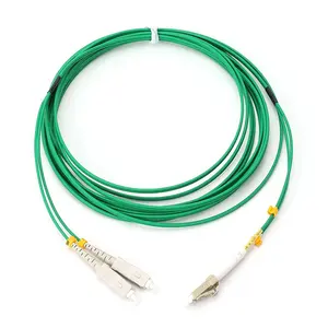 Kabel komunikasi serat optik 2.0mm LSZH Multi Mode warna hijau LC ke SC duplex Patch Cord OM2 50/125 kabel Jumper