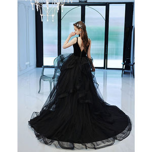 Gaun Malam <span class=keywords><strong>Prom</strong></span> Formal Panjang Gaun Homecoming Seksi 2021 Tulle Asimetris Kerah V A-Line dengan Manik-manik - Product Image 3