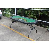 Table de poker à 8 joueurs avec 2 tapis de jeu interchangeables Table de casino pliable Texas Hold Em et Blackjack avec rails rembourrés