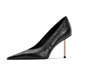 Nuovi Arrivi del Produttore: Eleganti e Versatili Tacchi a Spillo Medi in Vera Pelle, Colore Nero, Punta Affusolata - Product Image 1