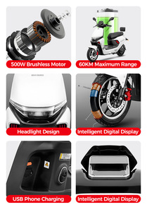 Scooter électrique intelligent 1000W, 50 km/h, autonomie 30-40 km, batterie au plomb-acide 10-20Ah, scooter électrique urbain à deux roues - Product Image 3