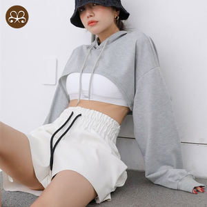 Custom Cotton Terry coulisse <span class=keywords><strong>moda</strong></span> <span class=keywords><strong>giovani</strong></span> ragazze Pullover <span class=keywords><strong>felpe</strong></span> vestiti Sexy donne Crop <span class=keywords><strong>felpe</strong></span> con cappuccio - Product Image 4