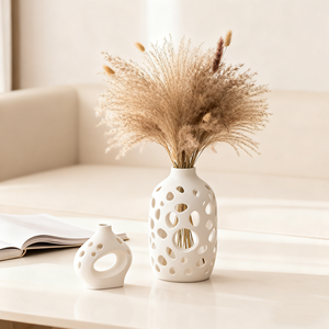 Nouveaux gadgets technologiques 2026 Vase en céramique blanche en forme de O Durable Fait à la main Moderne Décoration de mariage Décoration de la maison Pot de fleurs Jardinière - Product Image 2