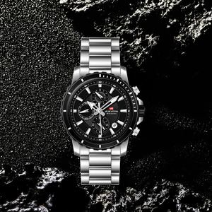 Hip Hop Mens Black Gold Chronograph Watch Luminous Dial Rotating Bezel Quartz Wristwatch for Streetwear - Product Image 5