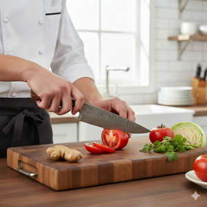 Couteau de cuisine professionnel pour la maison et les restaurants, couteau de chef en acier Damas de haute qualité, outil de découpe de cuisine personnalisé en bois - Product Image 3