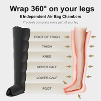 Système de récupération par compression d'air à 6 chambres, dispositif séquentiel professionnel, technologie de capteur intelligent, massage des jambes portable