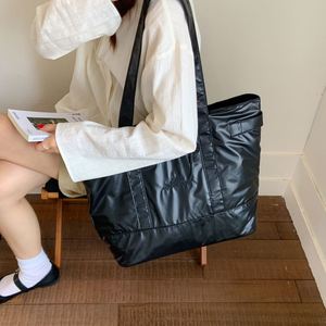 Shiny <b>Silver</b> Color Handbags Waterproof PU <b>Totes</b> Large Capacity Leather <b>Tote</b> <b>Bag</b> Women - Product Image 2