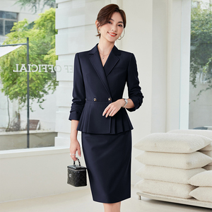 Ensemble de costume en velours anti-rides à manches longues Bafiya pour femmes, tenue professionnelle formelle pour directrices d'hôtel, avocates, vendeuses, agents, clients - Product Image 5