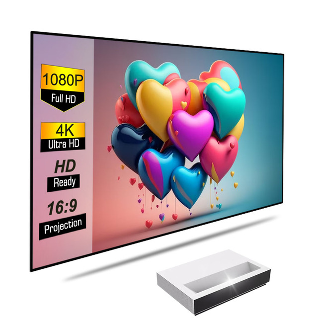 100 Inch Pet Crystal Black Diamond Ust Alr Screen 4K High Definition Fixed Frame Projection Screen