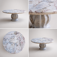 Table basse moderne en marbre blanc naturel, style éléphant, avec piétement colonne cannelé, pour salon, vente en gros