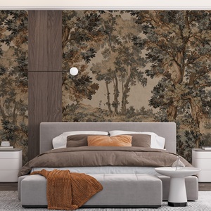 <span class=keywords><strong>Carta</strong></span> da <span class=keywords><strong>Parati</strong></span> Murale Personalizzata Impermeabile per Decorazione Domestica, Paesaggio Vintage con <span class=keywords><strong>Alberi</strong></span> e Foresta in Beige - Product Image 2