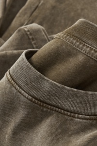 Áo thun nam oversize chất liệu <span class=keywords><strong>cotton</strong></span> 100% dày dặn, in logo phía trước, thiết kế trơn, giặt đá, kiểu <span class=keywords><strong>retro</strong></span>, tùy chỉnh - Product Image 4