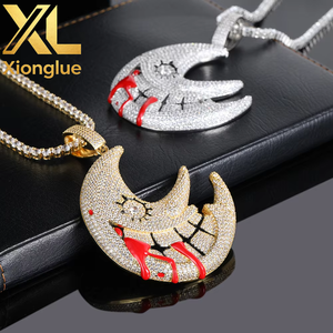 Hip Hop Necklace Moon Pendant Necklace Trippie <b>Red</b> Same Style Exaggerated Funny Fashion Jewelry Accessories - Product Image 4
