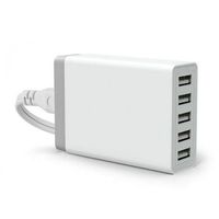 Hub de charge USB 5 ports 40W avec tension d'entrée CA 100-240V mondiale, adaptateur de chargeur de téléphone portable USB 5V 8A