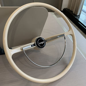 Volante Clásico Vintage Estilo Banjo para <span class=keywords><strong>Volkswagen</strong></span> VW Escarabajo Bug 1966 1969 en Blanco Marfil y Negro - Product Image 1