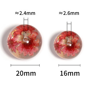 Cuentas Redondas de Resina con Flores Secas Naturales y Lámina Dorada Transparente, Accesorios Decorativos para Correas de Teléfono y Llaveros, Cuentas Sueltas - Product Image 3