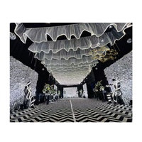 Décoration populaire pour événements de mariage et fêtes : Rideaux de scène suspendus blancs avec éclairage LED pour plafond
