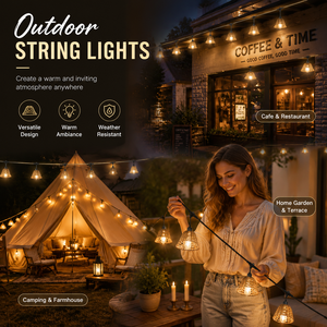Guirnalda de Luces E27 para Exteriores con Pantalla de <span class=keywords><strong>Campana</strong></span> de Mimbre, Guirnalda de Luces Personalizada con Cable para Jardín, Cafetería, Decoración de Eventos - Product Image 6