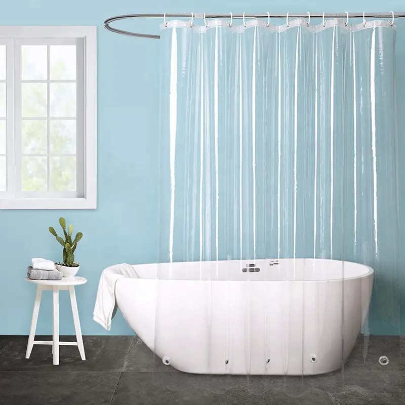 BindiTransparent plastique vente en gros été léger étanche salle de bains PVC poteaux rideau de douche