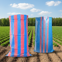 Sacs tissés en PP rayés rouge et bleu, 50 kg, 100 kg, robustes, en polypropylène, pour l'emballage de maïs, céréales, riz, farine et engrais - Vente en gros