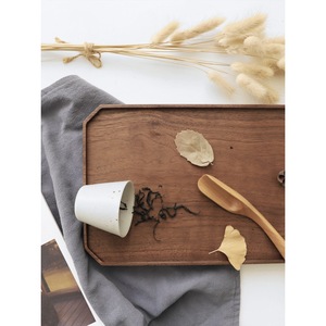 Solid Wood <b>Tea</b> <b>Tray</b> Natural Walnut Wood Single Layer Japanese Minimalist Serving <b>Tray</b> For Residential Use - Product Image 5