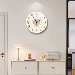 Orologio da Parete Moderno e Semplice in MDF con Lancette Silenziose e Cristalli, Design in Stile Crema per Sala da Pranzo, <span class=keywords><strong>Soggiorno</strong></span> e Parete TV - Product Image 1
