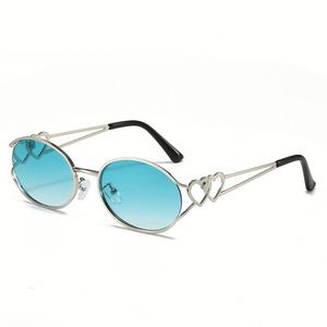 Gafas de Sol Redondas Y2K con Logotipo Personalizado, Diseño Retro Moderno 2025, Montura Metálica con Forma de Corazón, Protección UV400 para Mujer - Product Image 1